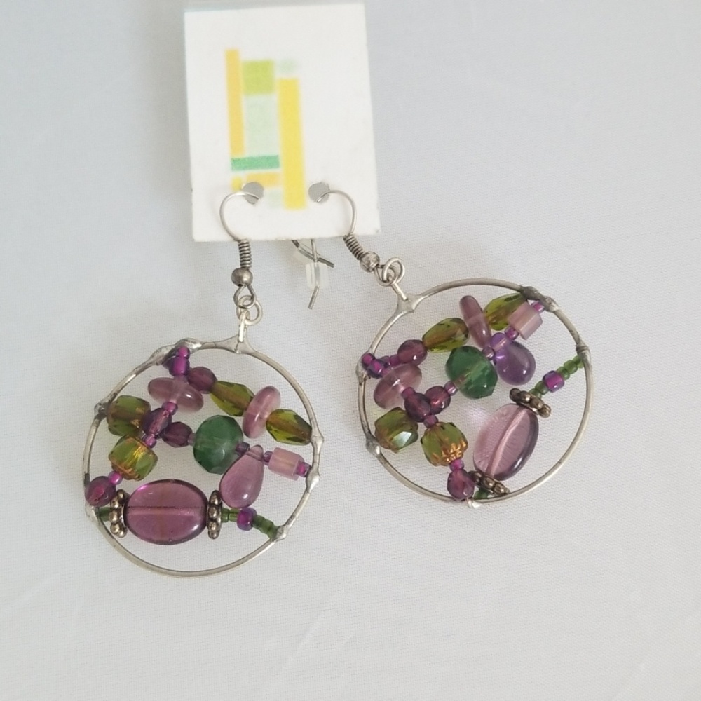 Amethyst and Peridot Crystal Earrings